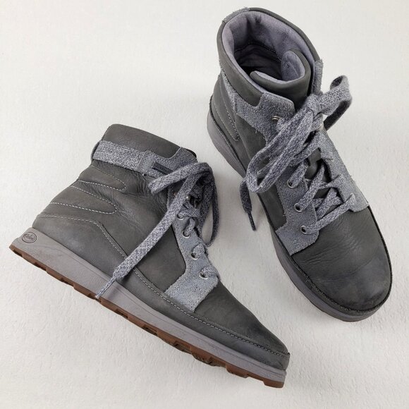 Chaco Castlerock Sierra Waterproof Ankle Boot Womens 6 Gray Leather Lace Up - Picture 1 of 11
